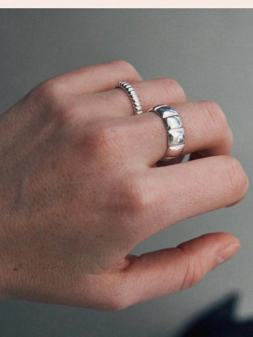 Textured Silver Ribbed Ring - Women's Jewelry size 6